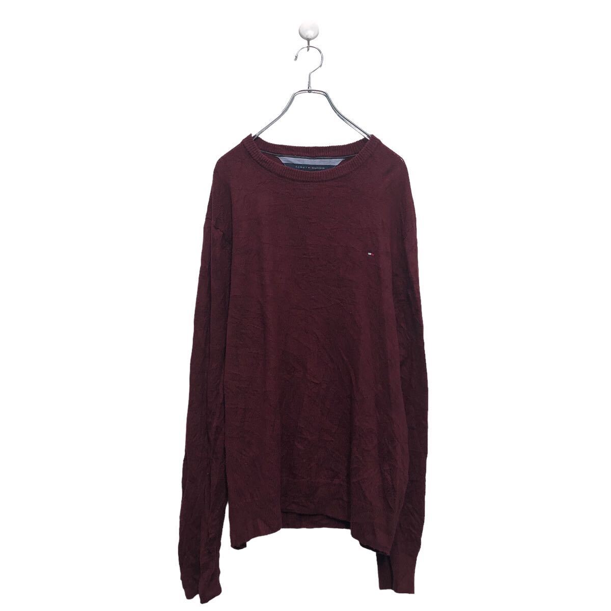 【中古】【古着】 TOMMY HILFIGER コットン ニット セーター トミーヒルフィガー L ボルドー 古着卸 アメリカ仕入 a605-8342