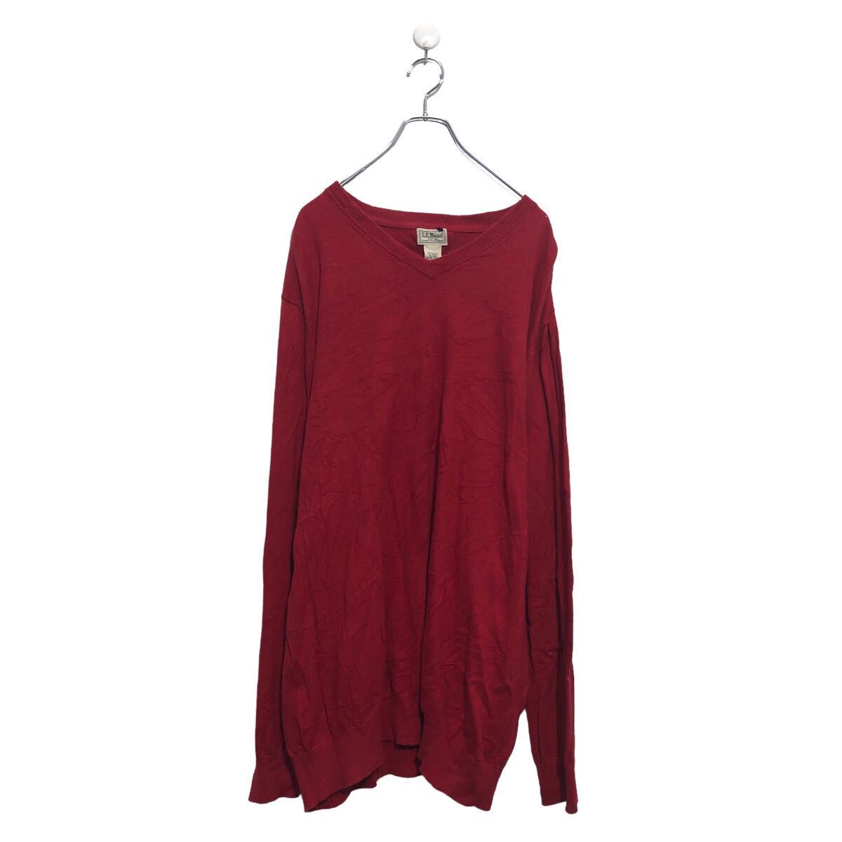 【中古】【古着】 L.L.Bean コットン ニット セーター エルエルビーン XL レッド ビッグサイズ 古着卸 アメリカ仕入 a605-8349
