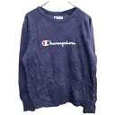 【中古】【古着】 Champion プリント ロゴ スウェット トレーナー Mサイズ チャンピオン レディース ネイビー 古着卸 アメリカ仕入 t2405-3406