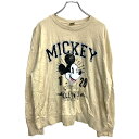 【中古】【古着】 Disney MICKEY プリント スウェット トレーナー Lサイズ ディズニー ミッキー ベージュ 古着卸 アメリカ仕入 t2405-3407