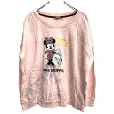 【中古】【古着】 Disney プリント スウェット トレーナー Lサイズ ディズニー レディース ミニーマウス ピンク 古着卸 アメリカ仕入 t2405-3408