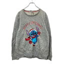 【中古】【古着】 Disney キャラクター スウェット トレーナー Lサイズ ディズニー スパンコール レディース グレー 古着卸 アメリカ仕入 t2405-3451