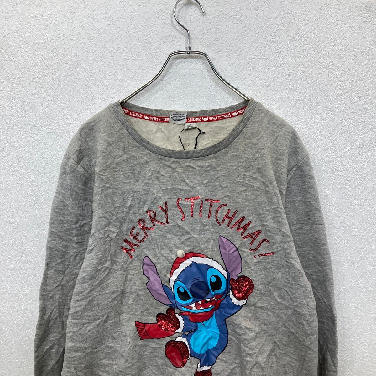 【中古】【古着】 Disney キャラクター スウェット トレーナー Lサイズ ディズニー スパンコール レディース グレー 古着卸 アメリカ仕入 t2405-3451