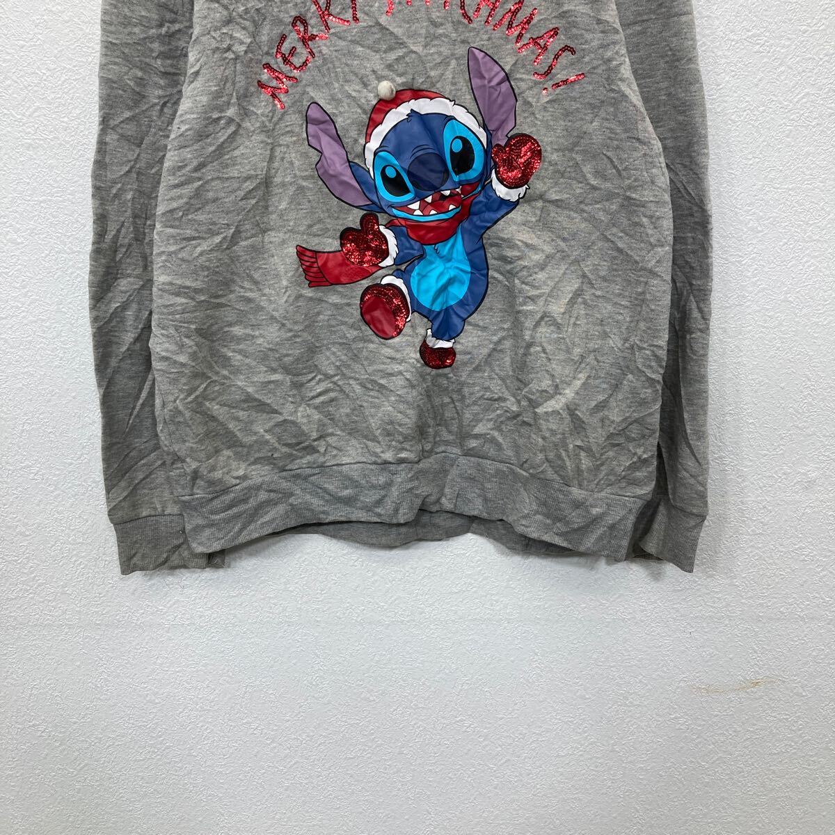 【中古】【古着】 Disney キャラクター スウェット トレーナー Lサイズ ディズニー スパンコール レディース グレー 古着卸 アメリカ仕入 t2405-3451