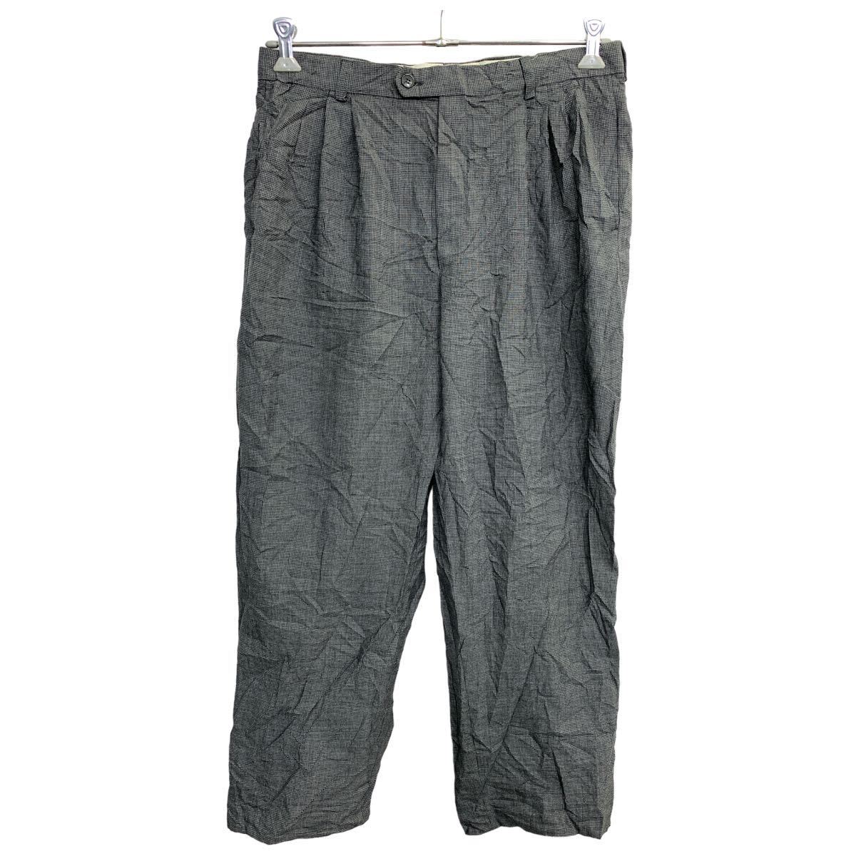 【中古】【古着】 Club スラックス W34 クラブ タックパンツ 千鳥柄 グレー 古着卸 アメリカ仕入 2406-56