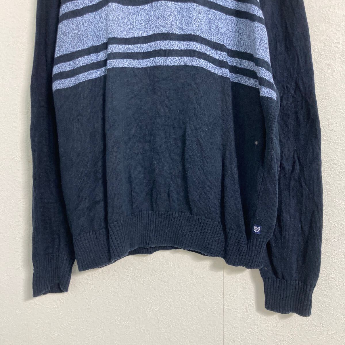 【中古】【古着】 CHAPS コットン ニット セーター L ネイビー ブルーグレー チャップス ハーフジップ 古着卸 アメリカ仕入 a605-8479