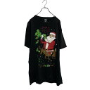 【中古】【古着】 HOLIDAY TIME 半袖 プリントTシャツ L ブラック クルーネック クリスマス 古着卸 アメリカ仕入 a605-8485