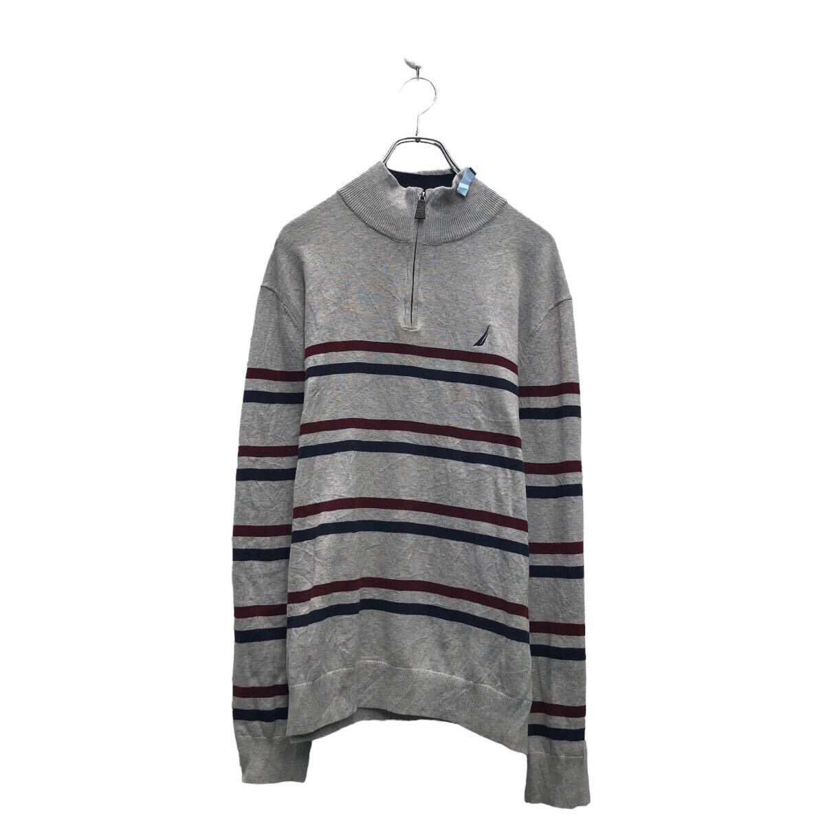 Necked Turtle - 【中古】【古着】 NAUTICA コットン ニット セーター ノーティカ L ハイネック グレー ハーフジップ 古着卸 アメリカ仕入 a605-8579