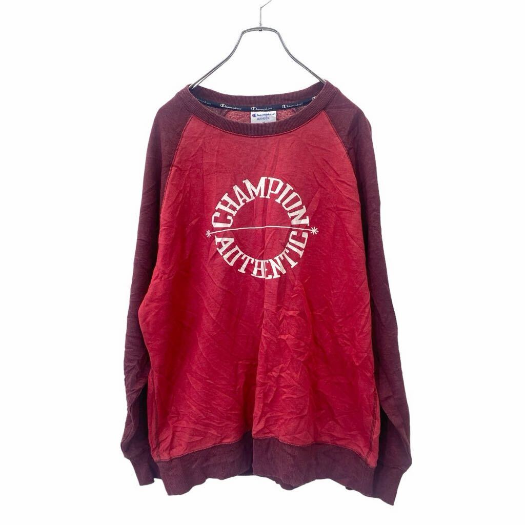 【中古】【古着】 Champion プリントスウェット ロゴスウェット XL サイズ チャンピオン レッド系 古着卸 アメリカ仕入 t2406-3018