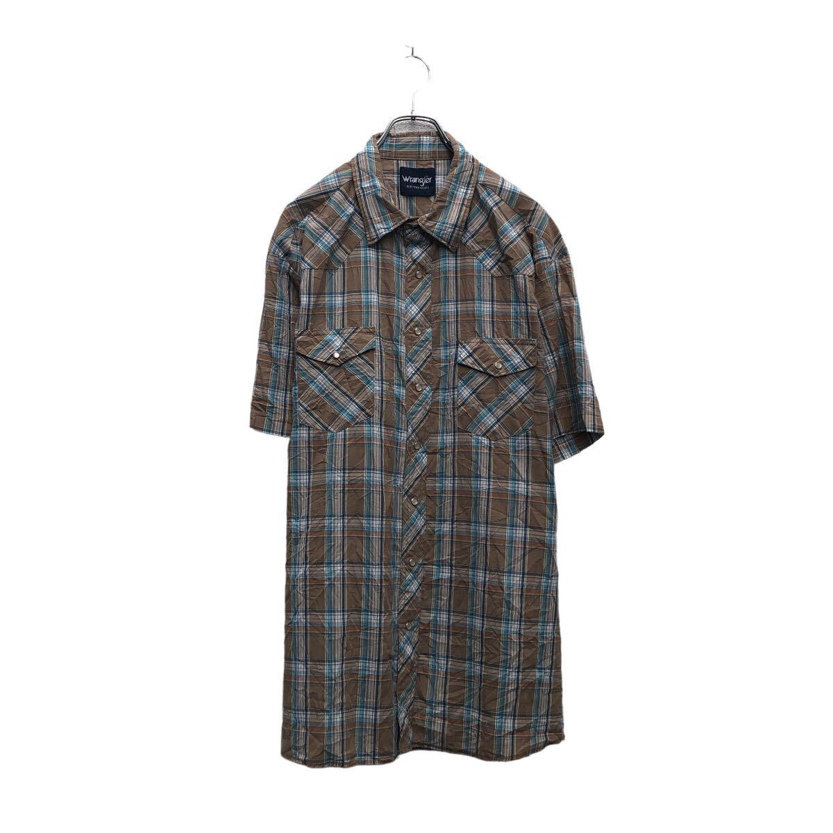 【中古】【古着】 Wrangler 半袖 チェックシャツ XL~ ブラウン ウェスタン ラングラー ポケット 古着卸 アメリカ仕入 a605-8624