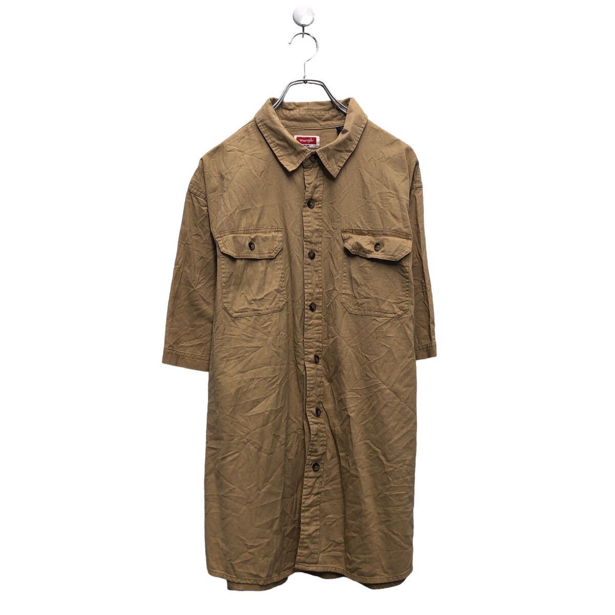 【中古】【古着】 Wrangler 半袖 無地シャツ ラングラー XL ビッグサイズ ブラウン ポケット 古着卸 アメリカ仕入 a605-8628
