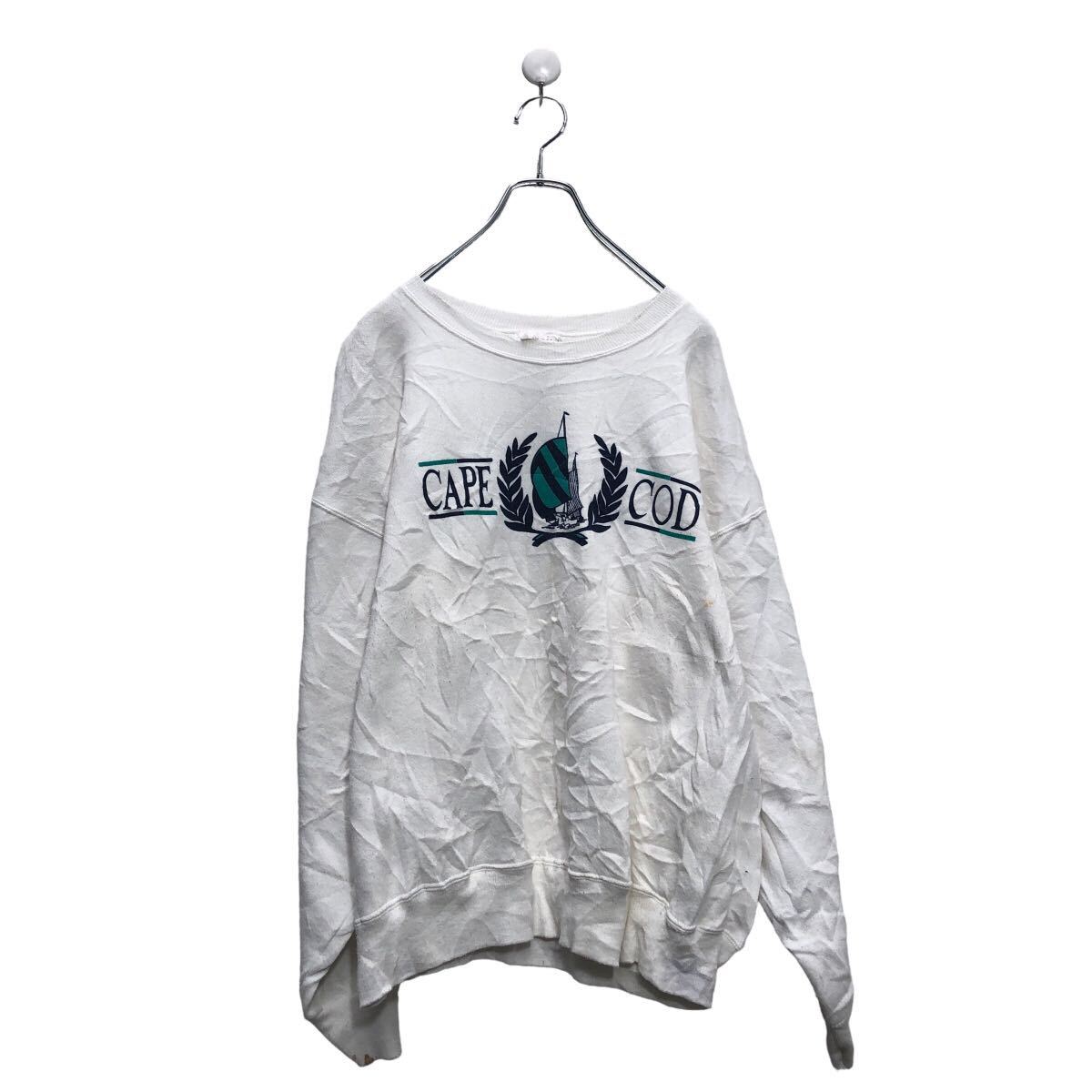 【中古】【古着】 Hanes プリント スウェット トレーナー ヘインズ XL ホワイト ビッグサイズ 古着卸 アメリカ仕入 a606-5071