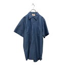 【中古】【古着】 Dickies 半袖 無地シャツ ディッキーズ L ブルー ポケット 古着卸 アメリカ仕入 a606-5096