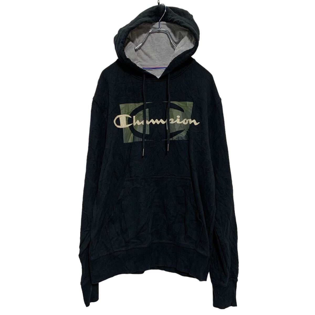 Rakuten - 【中古】【古着】 Champion プリントスウェット パーカー S ブラック チャンピオン 裏起毛 プルオーバー 古着卸 アメリカ仕入 a606-5122