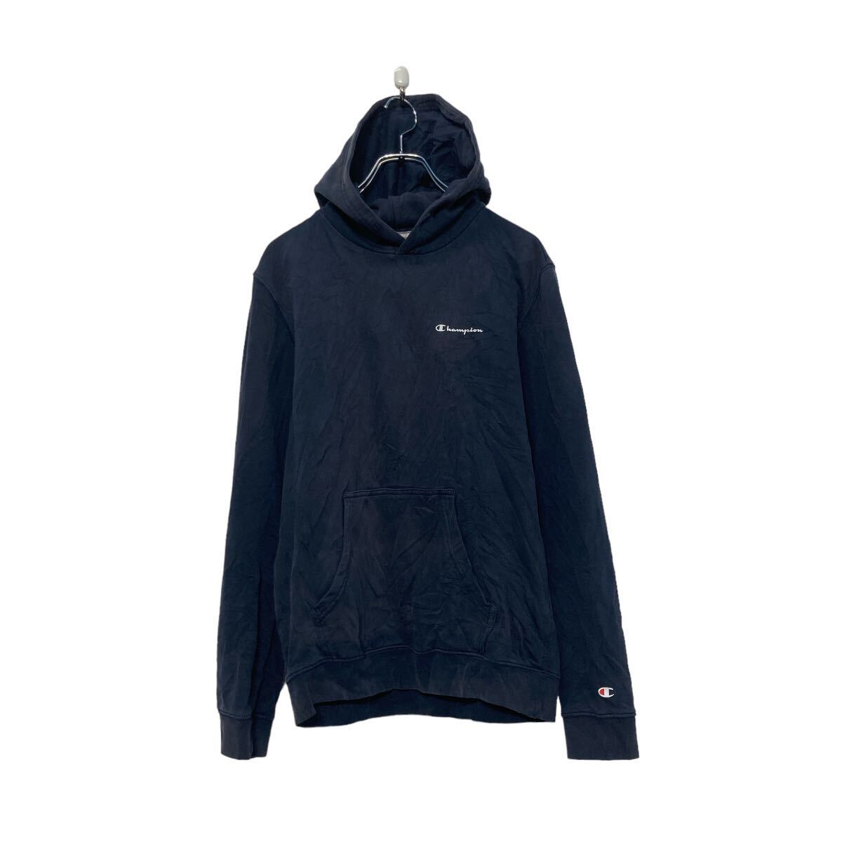 Rakuten - 【中古】【古着】 Champion プリント スウェット パーカー チャンピオン L ネイビー 古着卸 アメリカ仕入 a606-5152