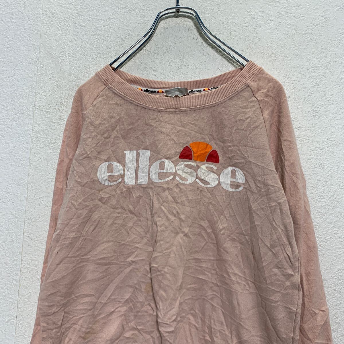 【中古】【古着】 ellesse ロゴスウェット トレーナー 160 キッズ ライトピンク エ...