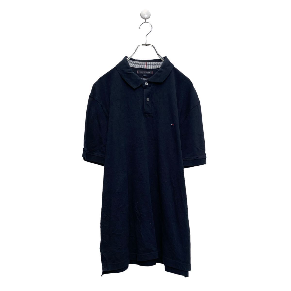 【中古】【古着】 TOMMY HILFIGER 半袖 無地ポロシャツ シンプル トミーヒルフィガー ネイビー ビッグサイズ 古着卸 アメリカ仕入 a606-5278