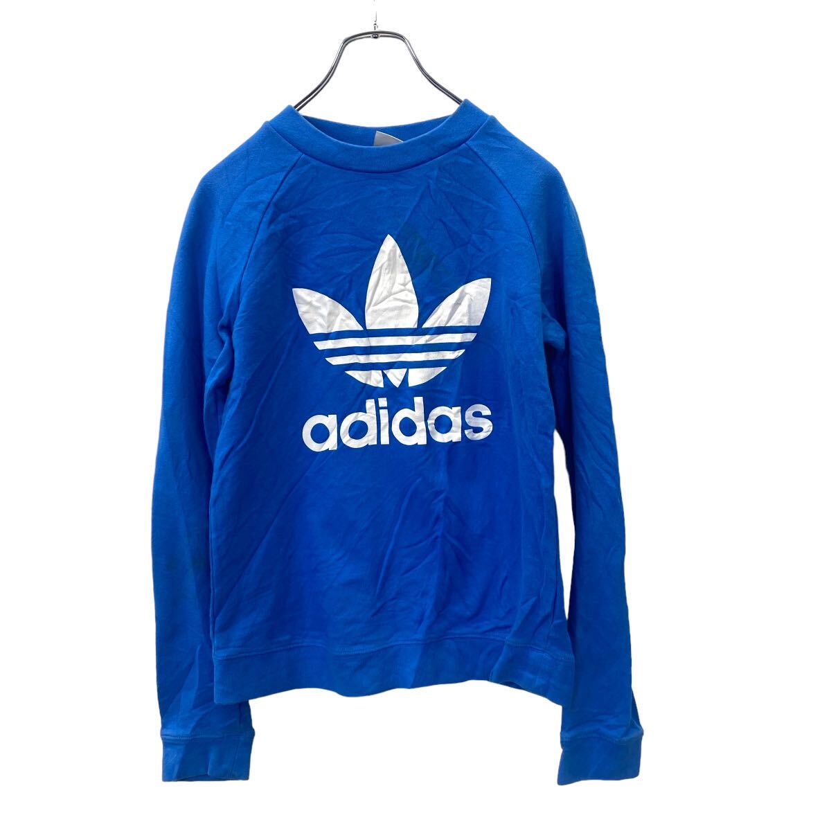 【中古】【古着】 adidas プリント スウェット ロゴスウェット アディダス ブルー 古着卸 アメリカ仕入 t2406-3067