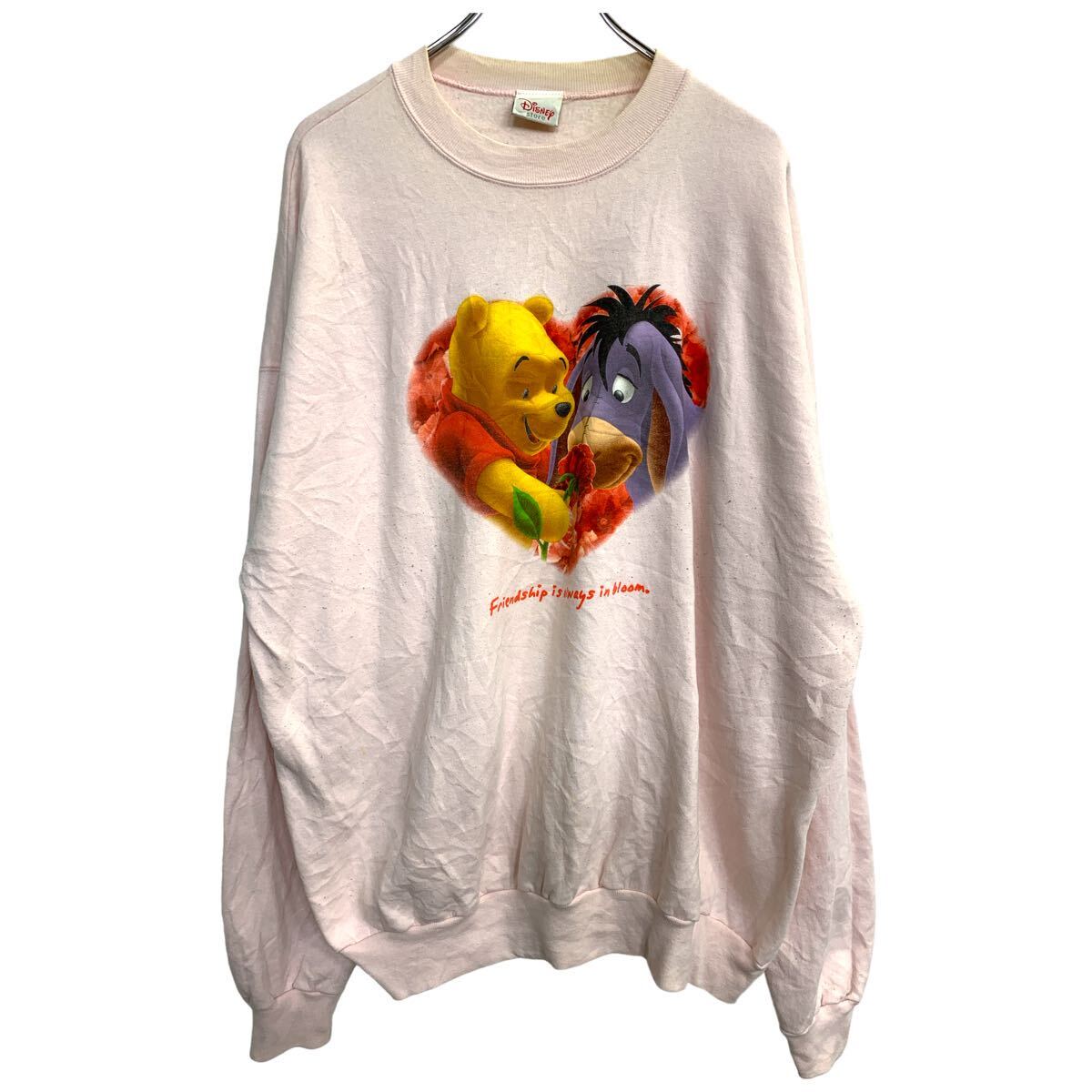 【中古】【古着】 Disney プリントスウェット XLサイズくらい ディズニー ピンク プーさん イーヨー 古着卸 アメリカ仕入 t2406-3102