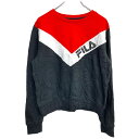 【中古】【古着】 FILA プリントスウェット Lサイズ フィラ レディース ブラック レッド ホワイト 古着卸 アメリカ仕入 t2406-3108