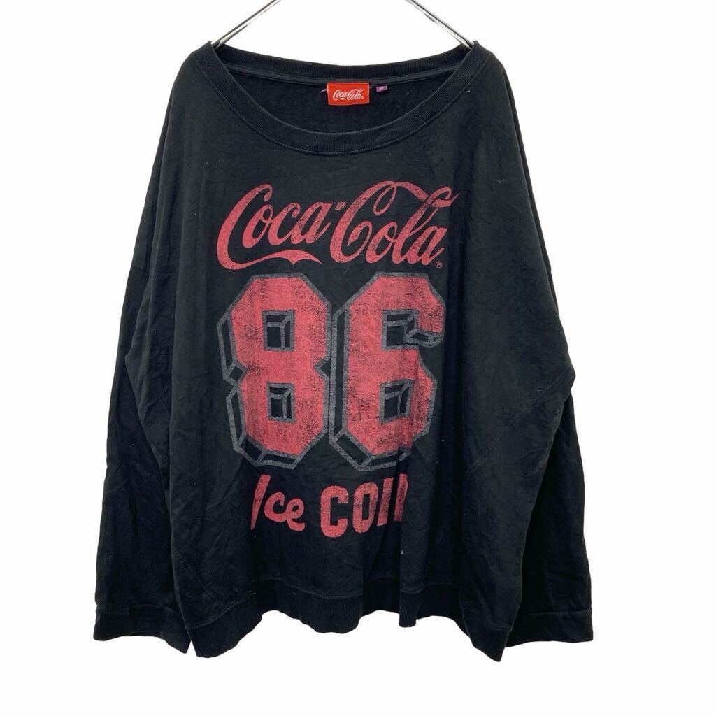 【中古】【古着】 Coca-Cola プリントスウェット トレーナー XLサイズ コカコーラ ブラック 古着卸 アメリカ仕入 t2406-3139