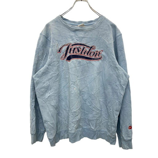 【中古】【古着】 NIKE プリントスウェット トレーナー Mサイズ ナイキ ライトブルー 古着卸 アメリカ仕入 t2406-3177