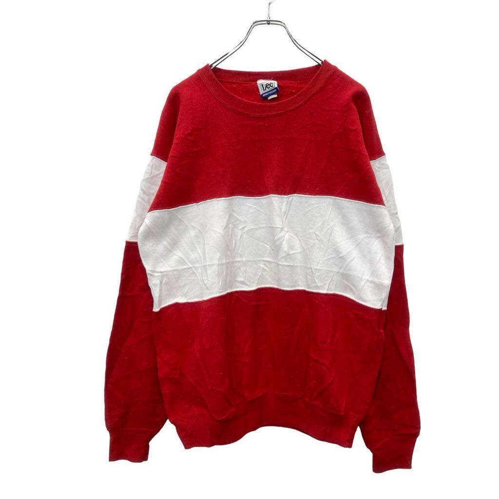 【中古】【古着】 Lee 無地スウェット トレーナー Mサイズ リー レッド ホワイト 古着卸 アメリカ仕入 t2406-3184