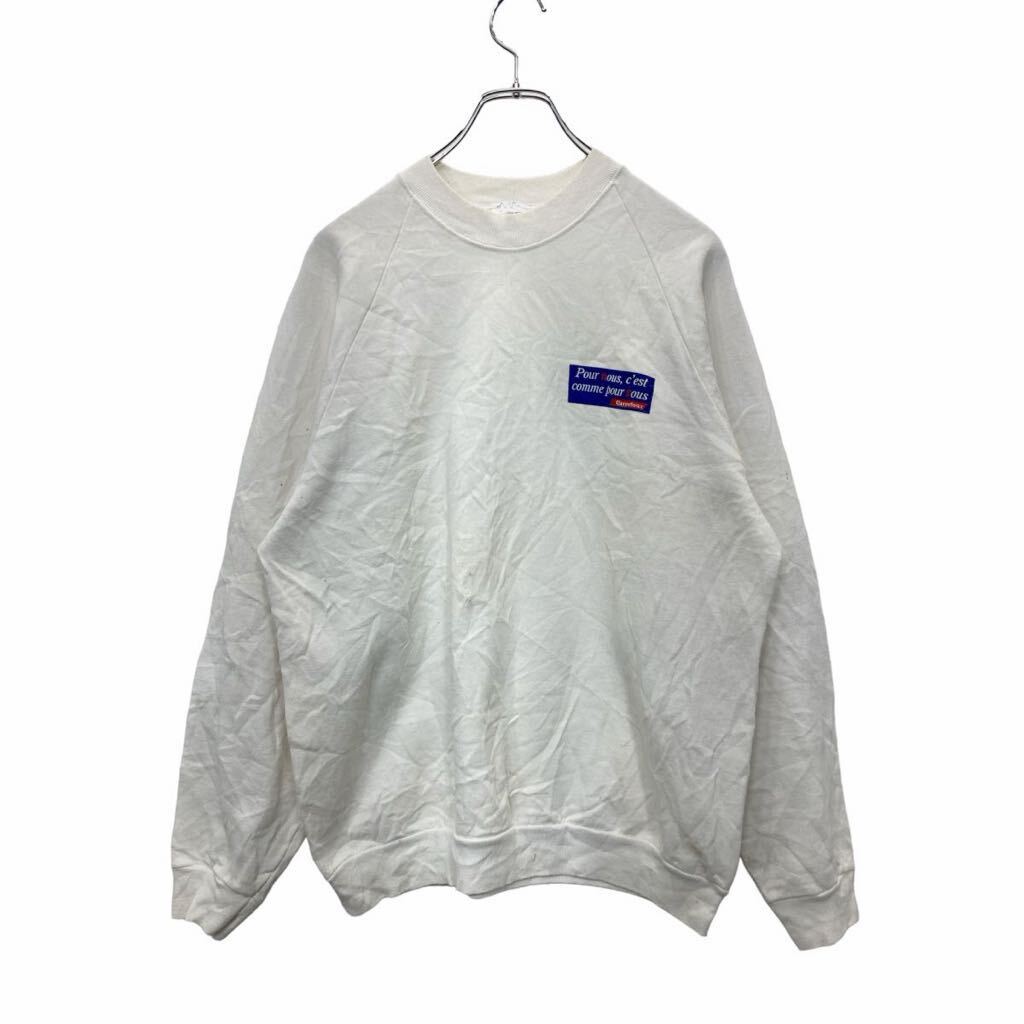 【中古】【古着】 FRUIT OF THELOOM プリントスウェット トレーナー Lサイズ フルーツオブザルーム バックプリント ホワイト 古着卸 アメリカ仕入 t2406-3209