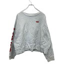 【中古】【古着】 Levi's プリントスウェット トレーナー Mサイズ リーバイス レディース ショート丈 ホワイト 古着卸 アメリカ仕入 t2406-3225
