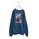 【中古】【古着】 Hanes プリント スウェット トレーナー ヘインズ XL~ ブルー イラスト ビッグサイズ 古着卸 アメリカ仕入 a606-5421(4)