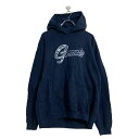 【中古】【古着】 GILDAN プリント スウェット パーカー L ネイビー ギルダン プルオーバー バックプリント 古着卸 アメリカ仕入 a606-5463