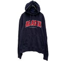 【中古】【古着】 HOT LINE APPAREL ロゴスウェット パーカー M ネイビー 裏起毛 プルオーバー カレッジ 古着卸 アメリカ仕入 a606-5506