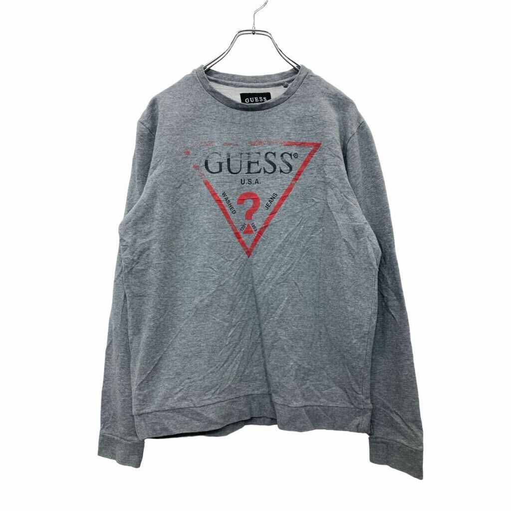 【中古】【古着】 guess プリントスウェット トレーナー Lサイズ ゲス グレー 古着卸 アメリカ仕入 t2406-3256