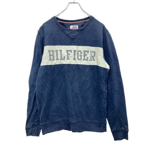 【中古】【古着】 TOMMY JEANS プリントスウェット トレーナー Lサイズ トミージーンズ ネイビー 古着卸 アメリカ仕入 t2406-3285 【中古】【古着】 TOMMY JEANS プリントスウェット トレーナー Lサイズ トミージーンズ ネイビー 古着卸 アメリカ仕入 t2406-3285