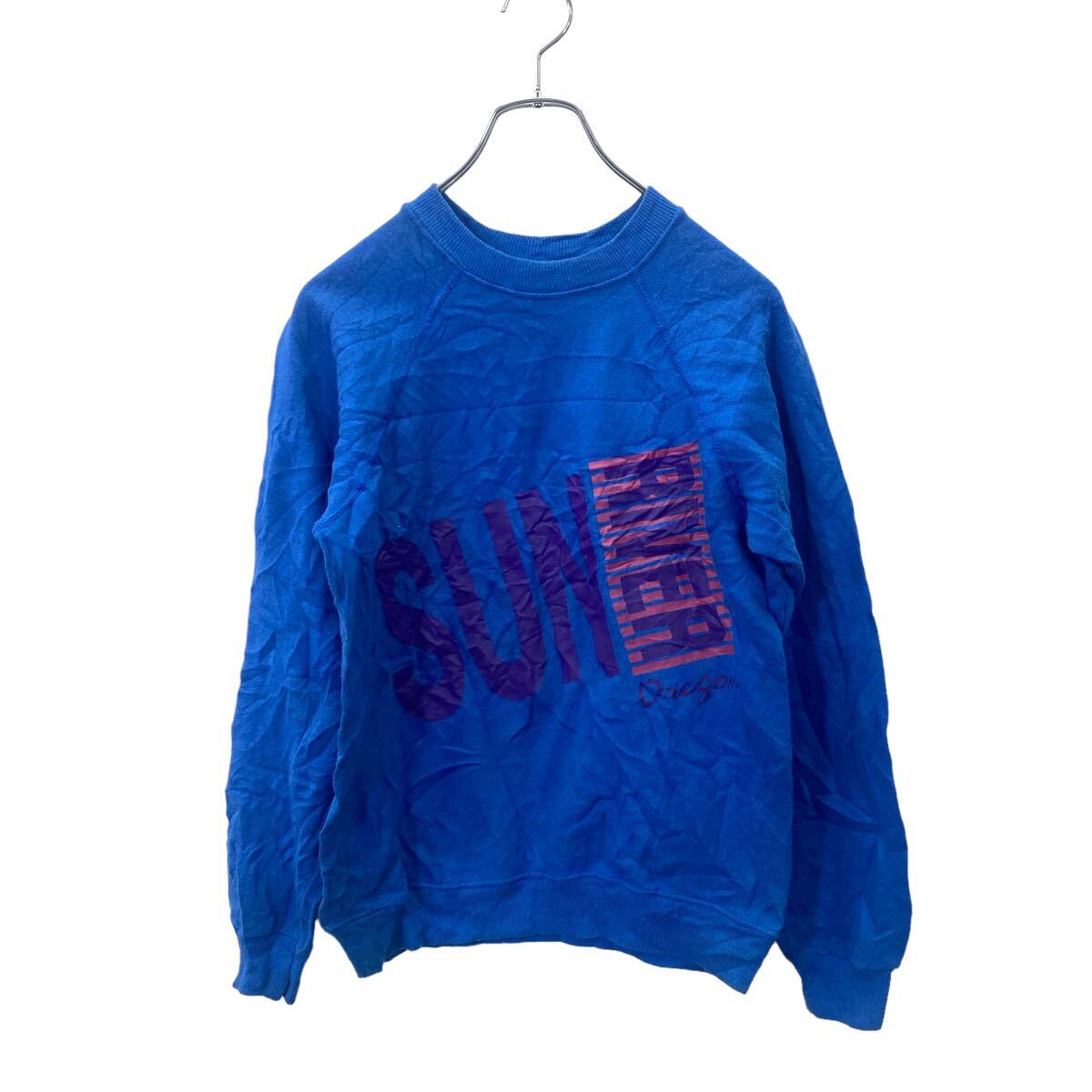 【中古】【古着】 Hanes プリント スウェット L サイズ ヘインズ ジュニアサイズ ブルー 古着卸 アメリカ仕入 t2406-3295