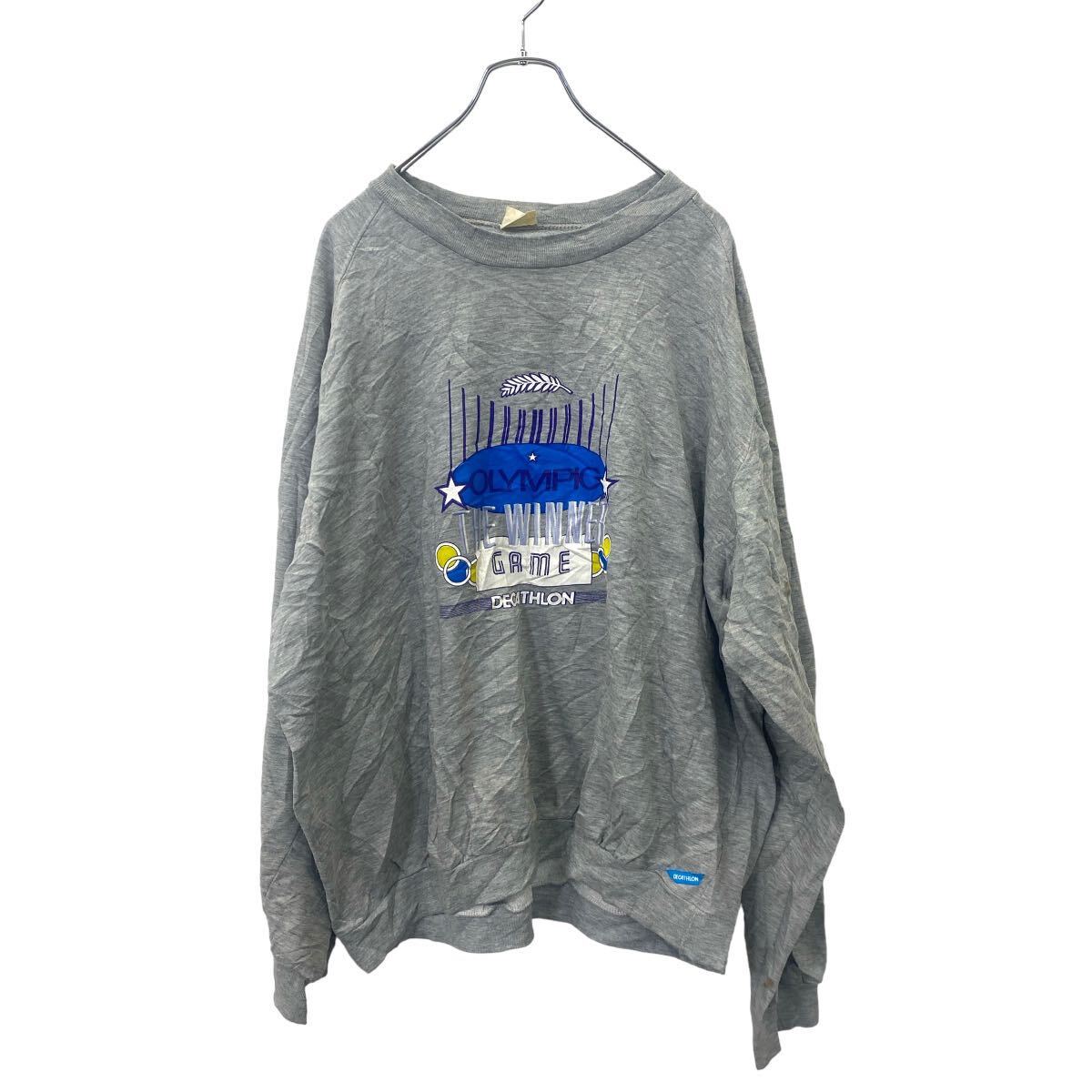 【中古】【古着】 DECATHLON プリント スウェット XXL サイズ デカトロン グレー 古着卸 アメリカ仕入 t2406-3298