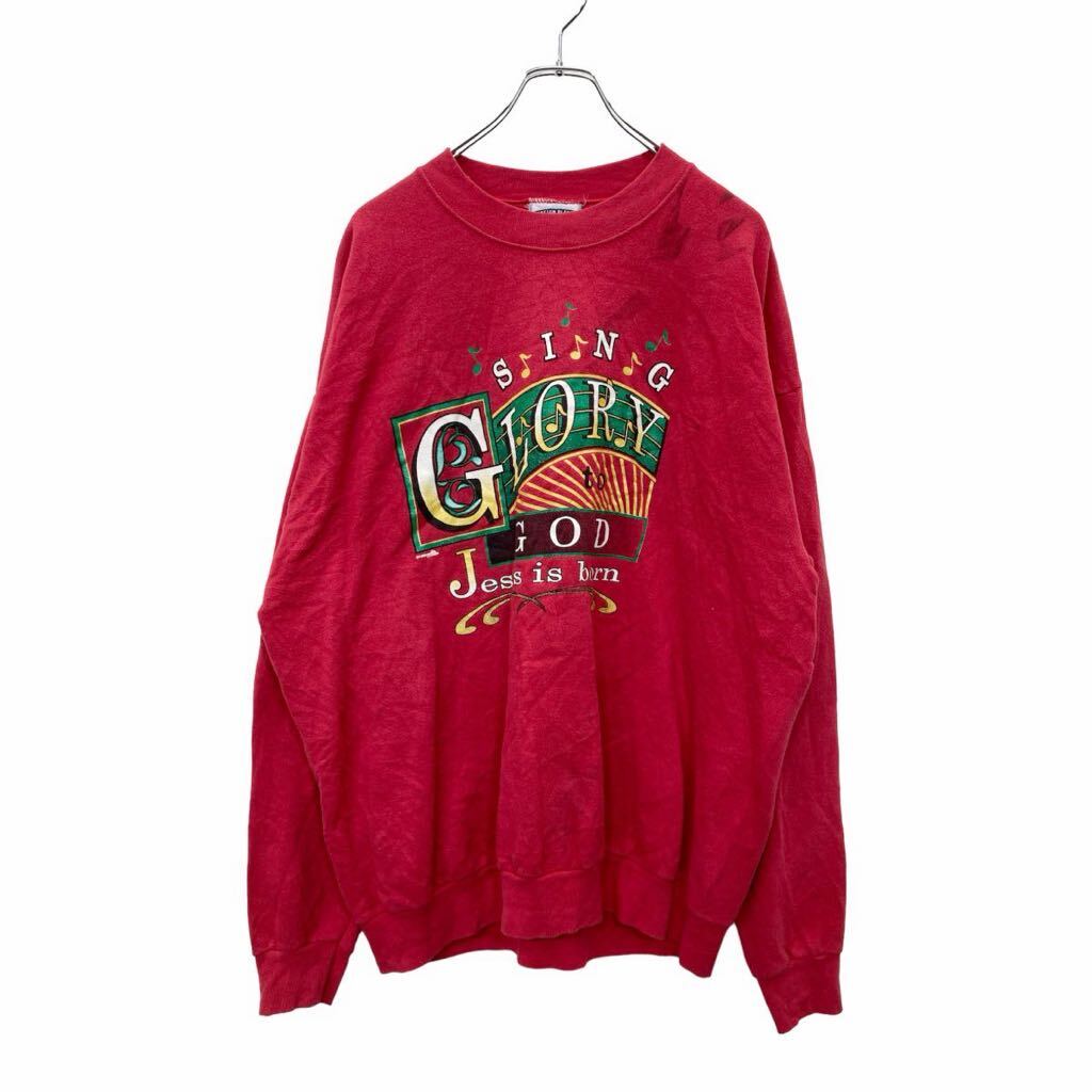 【中古】【古着】 Lee プリントスウェット トレーナー XLサイズ リー レッド USA製 古着卸 アメリカ仕入 t2406-3305