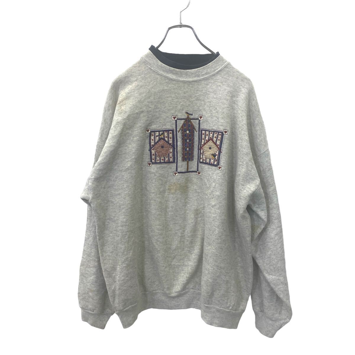 【中古】【古着】 TURTEX 刺繍 スウェット XL サイズ グレー系 タルテックス 古着卸 アメリカ仕入 t2406-3343