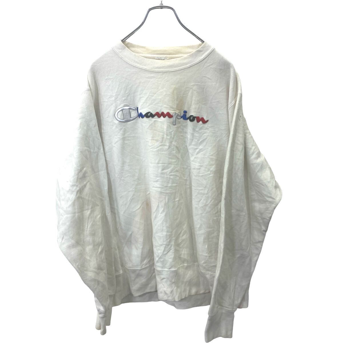 【中古】【古着】 Champion ロゴ スウェット XL サイズくらい チャンピオン ホワイト 古着卸 アメリカ仕入 t2406-3344