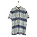 【中古】【古着】 CHAPS 半袖 ポロシャツ XL ホワイト ブルー グレー チャップス ボーダー ビッグサイズ ワンポイントロゴ 古着卸 アメリカ仕入 a6...