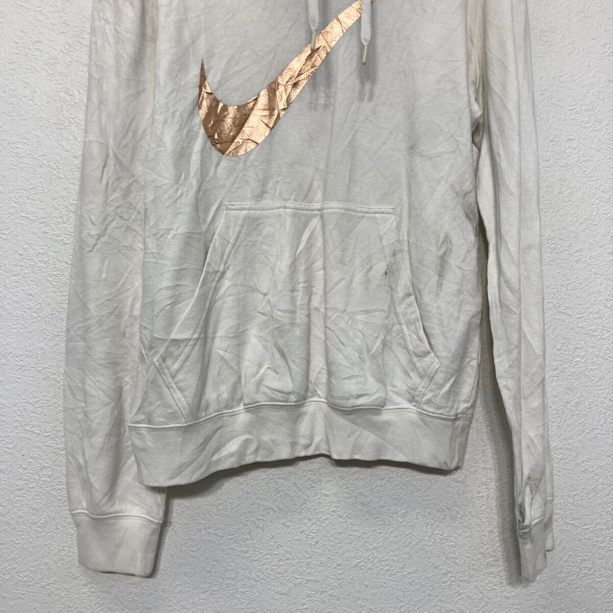 【中古】【古着】 NIKE プリント スウェット パーカー ナイキ S ホワイト プルオーバー 裏起毛 古着卸 アメリカ仕入 a606-5624