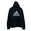【中古】【古着】 adidas プリント スウェット パーカー アディダス M ブラック プルオーバー シンプル 古着卸 アメリカ仕入 a606-5636