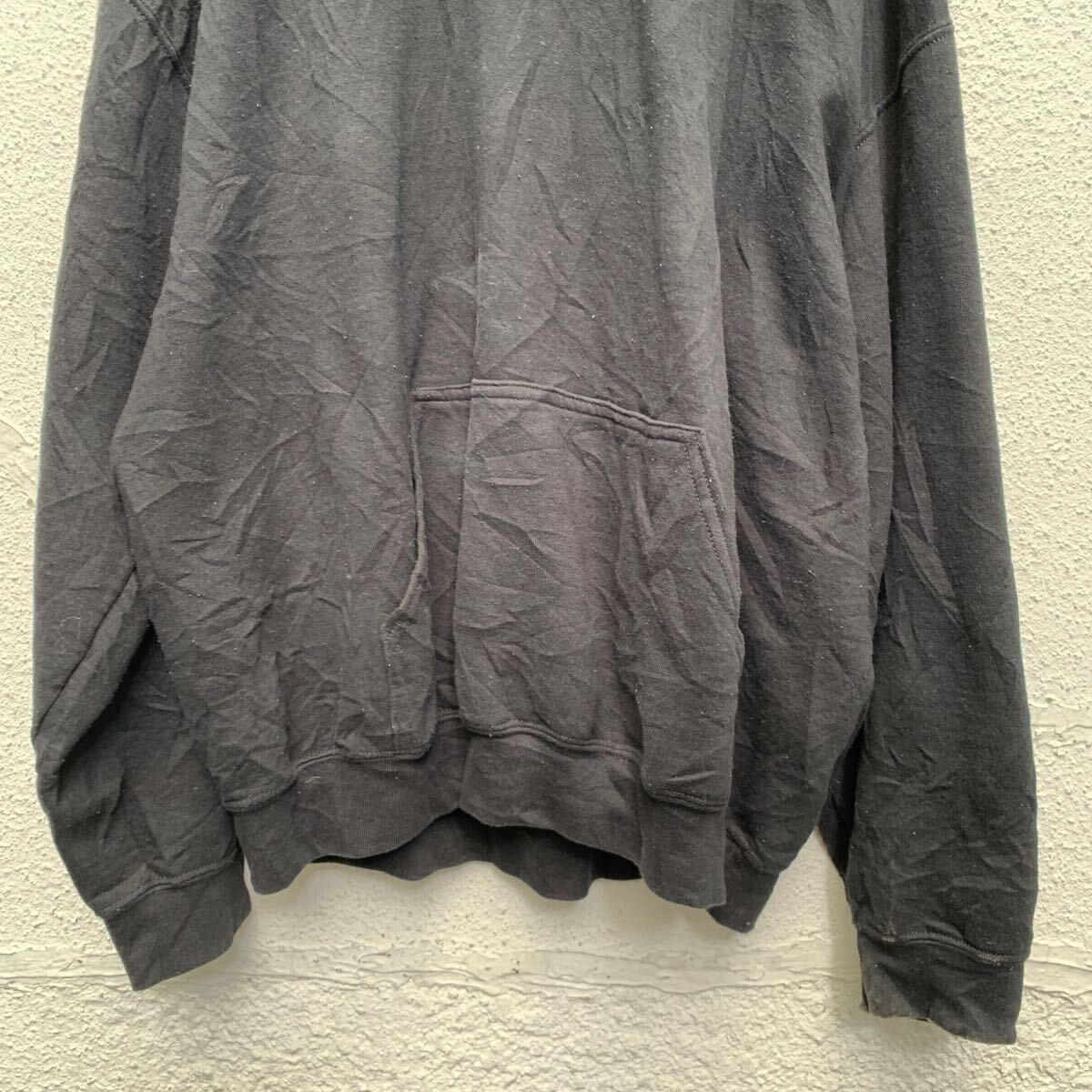 【中古】【古着】 プリントスウェット パーカー XL～ ブラック ビッグサイズ 裏起毛 プルオーバー バックプリント 古着卸 アメリカ仕入 a606-5642