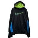 【中古】【古着】 NIKE ロゴスウェット パーカー L ブラック ネオンイエロー ナイキ 裏起毛 プルオーバー ジャージ 古着卸 アメリカ仕入 a606-5649