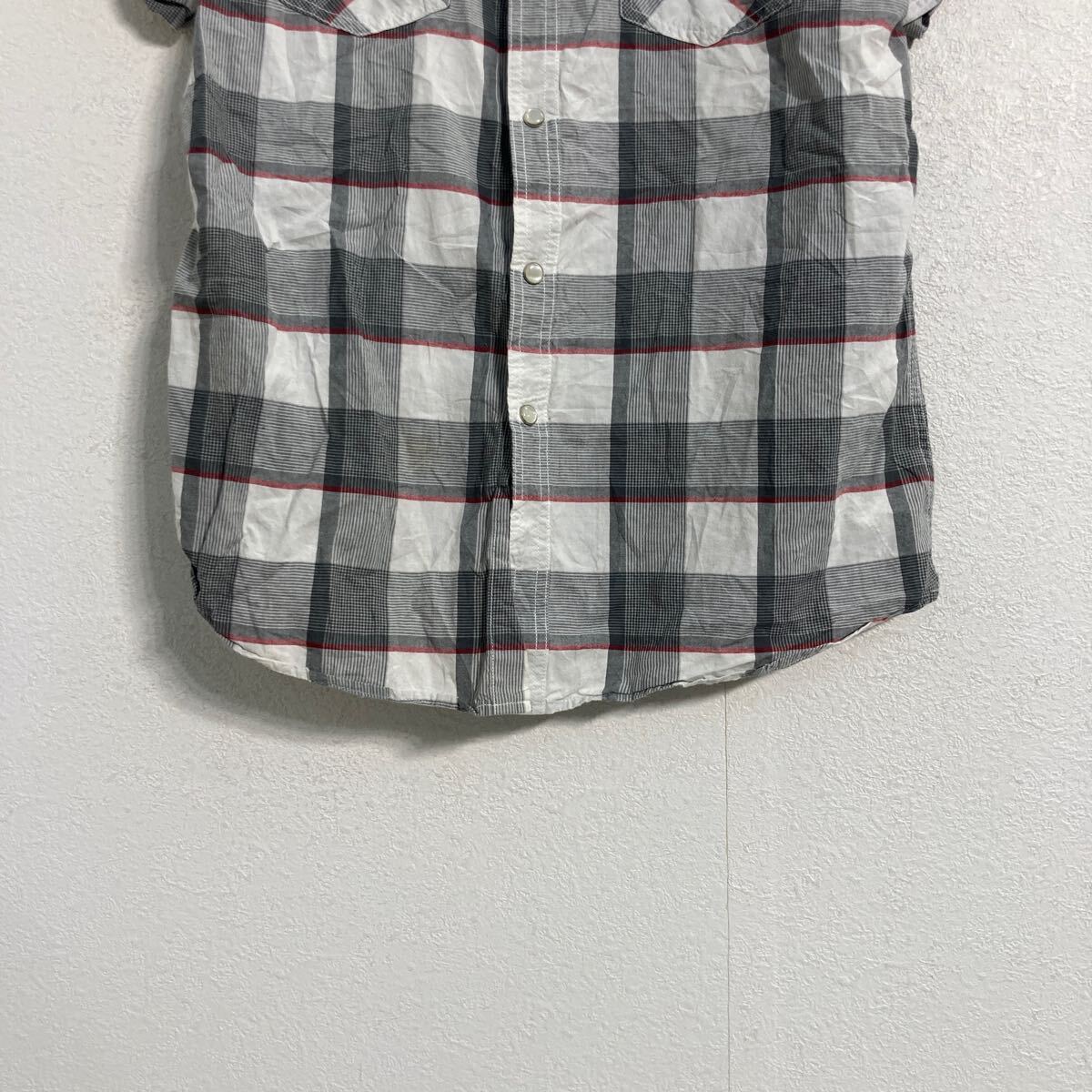 【中古】【古着】 MOSSIMO 半袖 チェック シャツ M グレー ホワイト レッド モッシーモ ウエスタン 古着卸 アメリカ仕入 a606-5694