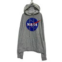 【中古】【古着】 GLORY ROAD プリント スウェット パーカー XL グレー 裏起毛 プルオーバー NASA 古着卸 アメリカ仕入 a606-5720
