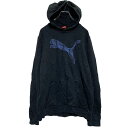 【中古】【古着】 PUMA ロゴスウェット パーカー 170~ キッズ ブラック プーマ 裏起毛 プルオーバー 古着卸 アメリカ仕入 a606-5721