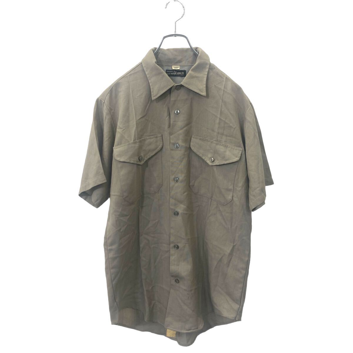【中古】【古着】 FECHHEIMER 半袖シャツ L サイズくらい ベージュ ダブルポケット 古着卸 アメリカ仕入 t2406-3423