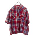 【中古】【古着】 Wrangler 半袖シャツ チェックシャツ L サイズくらい ラングラー スナップボタン レッド系 古着卸 アメリカ仕入 t2406-3430(4)