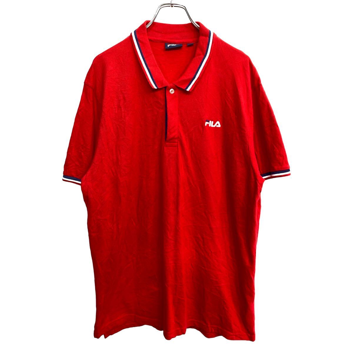 【中古】【古着】 FILA 半袖 ポロシャツ XXLサイズ フィラ ビッグサイズ レッド 古着卸 アメリカ仕入 t2406-3440